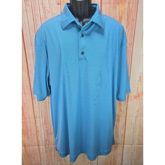 FootJoy FJ Mens Blue Striped Lisle Polo Shirt Size XL - Picture 1 of 8